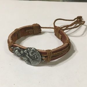 10/$20 ** Faux leather bracelet religious charm